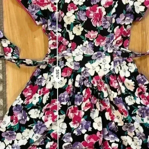 Vintage 80s Floral Dress Open Back Knee Length Skirt Size Small - Picture 10 of 11